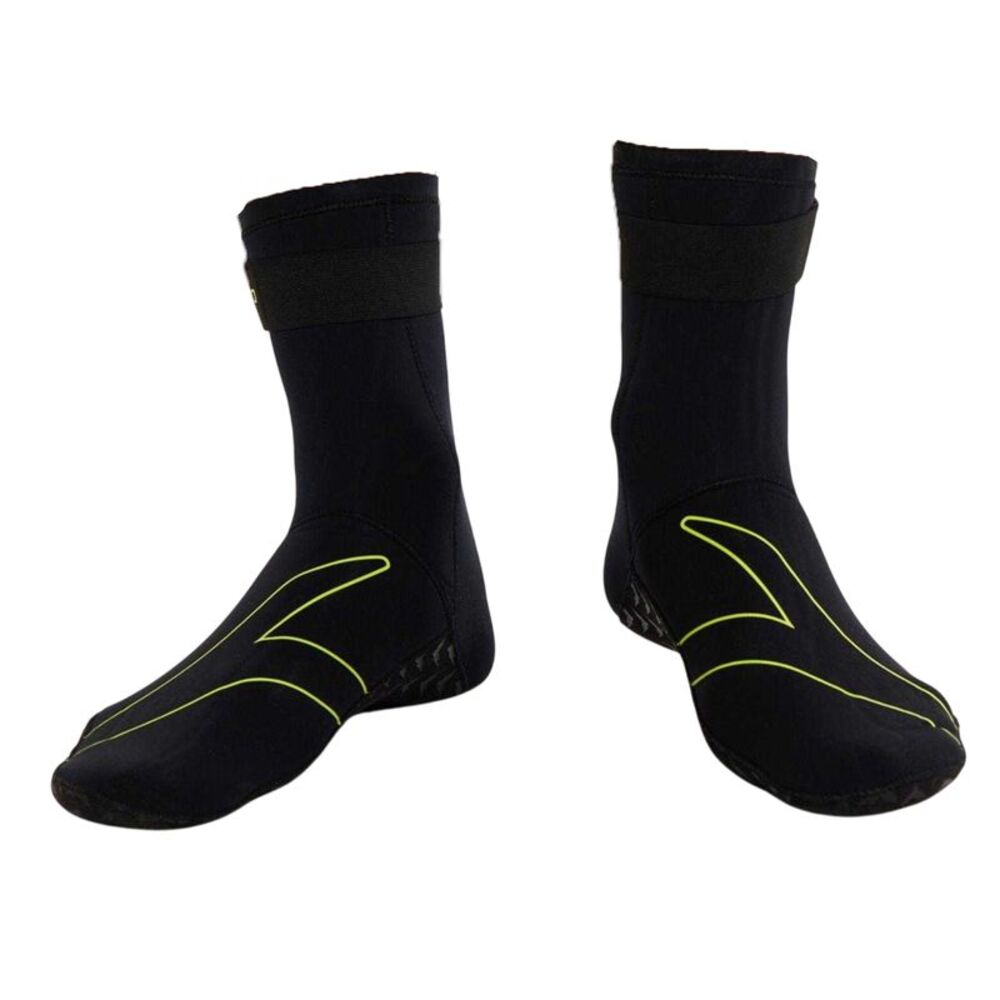Speedo Mens Open Water Neoprene Swim Socks / Black/Fluorescent Yellow